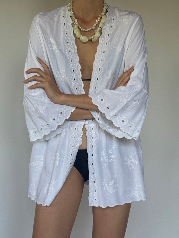 Vintage Embroidered Cover-Up white 6374