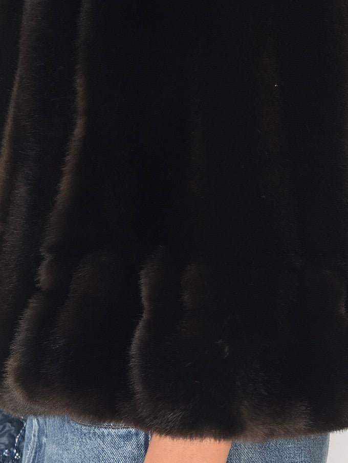 Vintage Faux Fur Cape Jacket Brown 6685