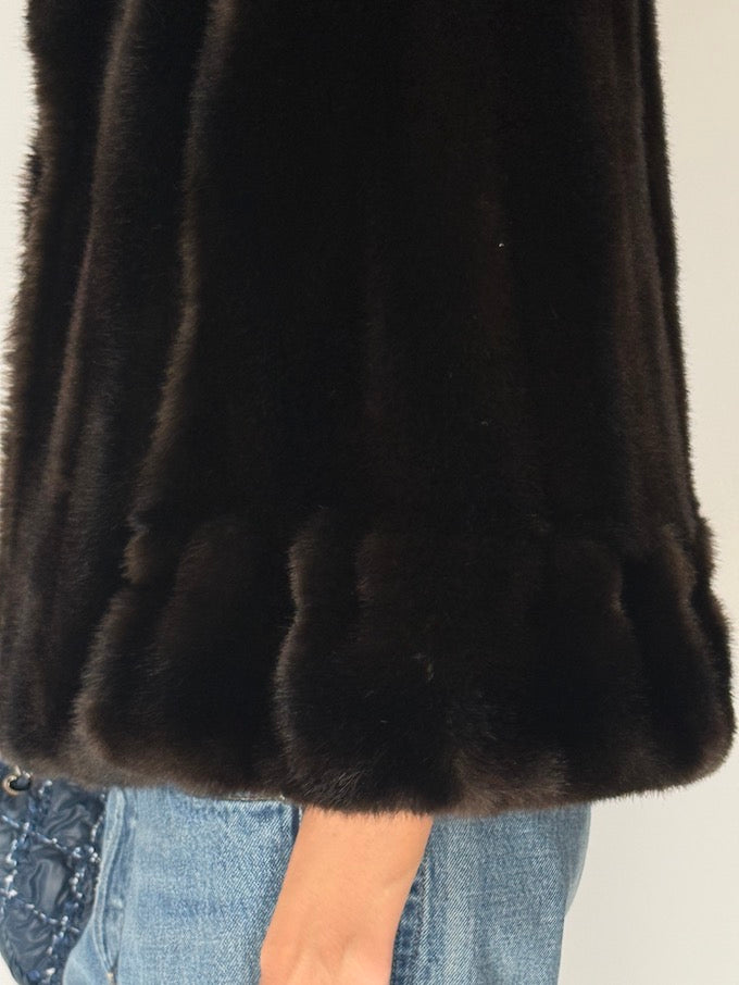 Vintage Faux Fur Cape Jacket Brown 6685