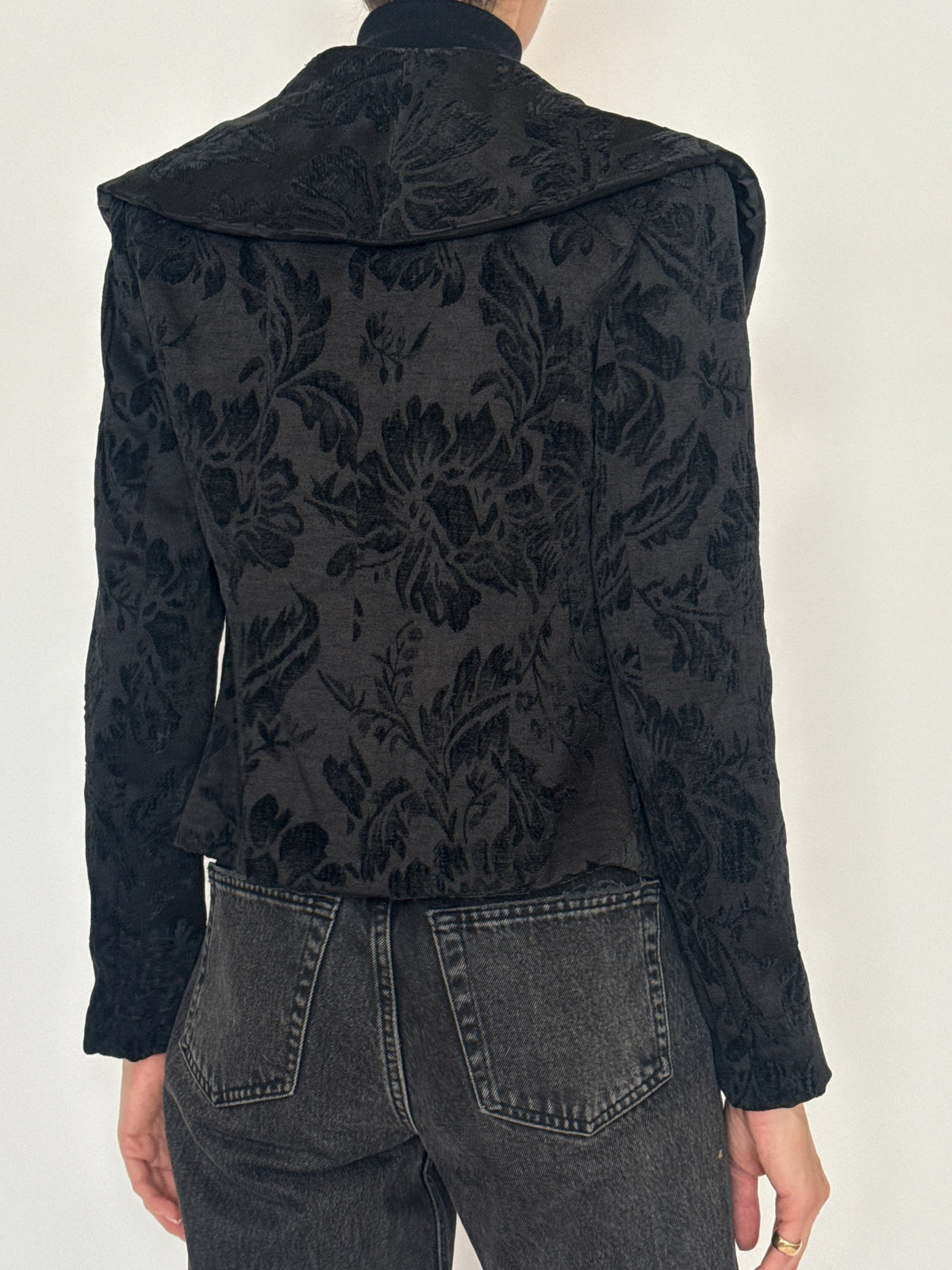 Vintage black floral textured jacket SKU 8429