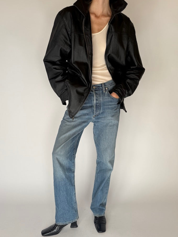 Vintage Black Leather Jacket 6686