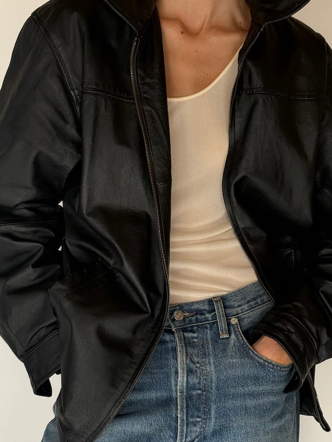 Vintage Black Leather Jacket 6686