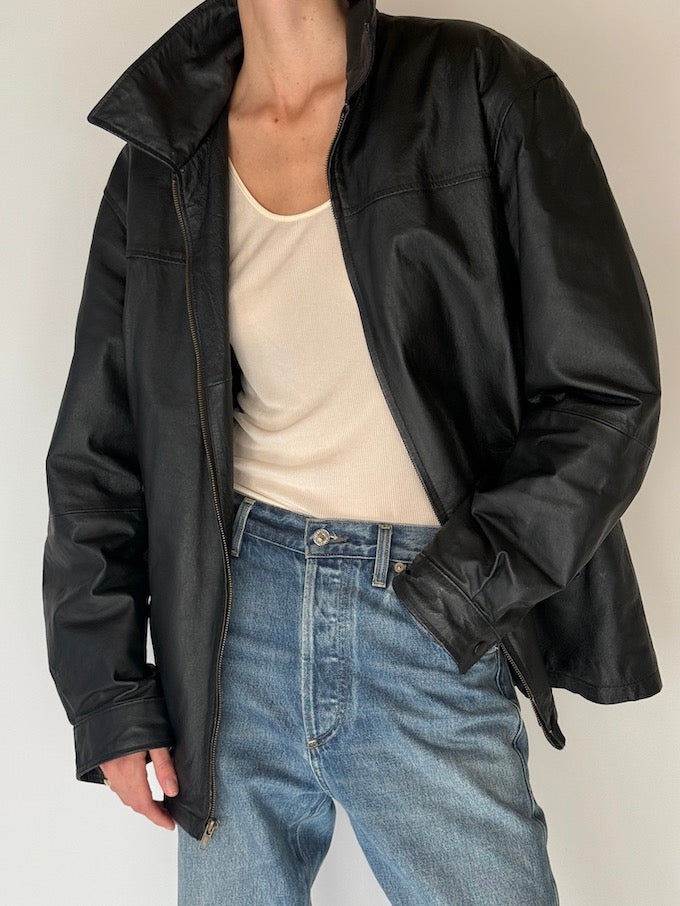 Vintage Black Leather Jacket 6686