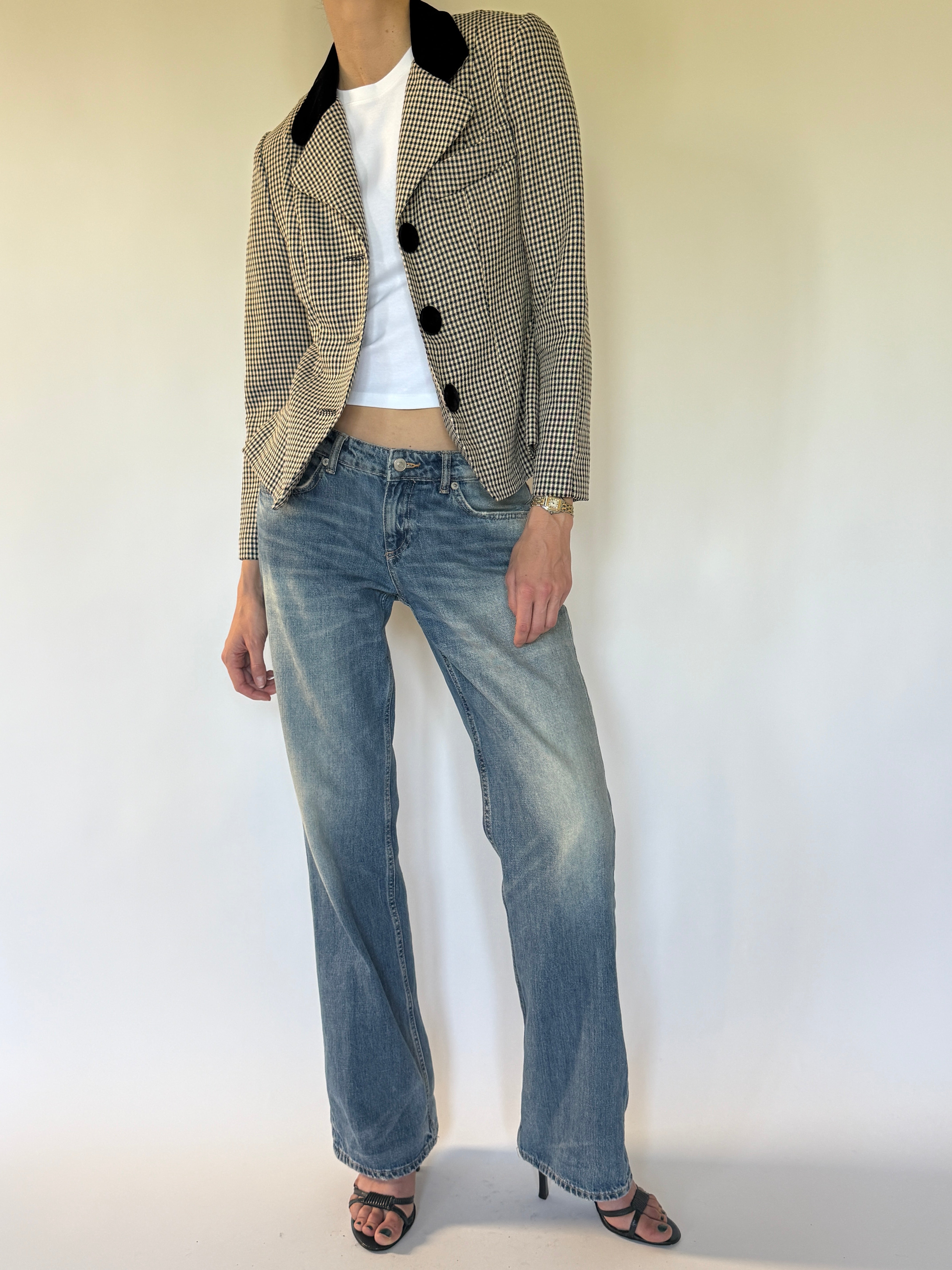 Vintage black gingham jacket front view