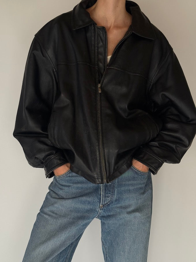 Vintage James Dean Leather Jacket Black 6688