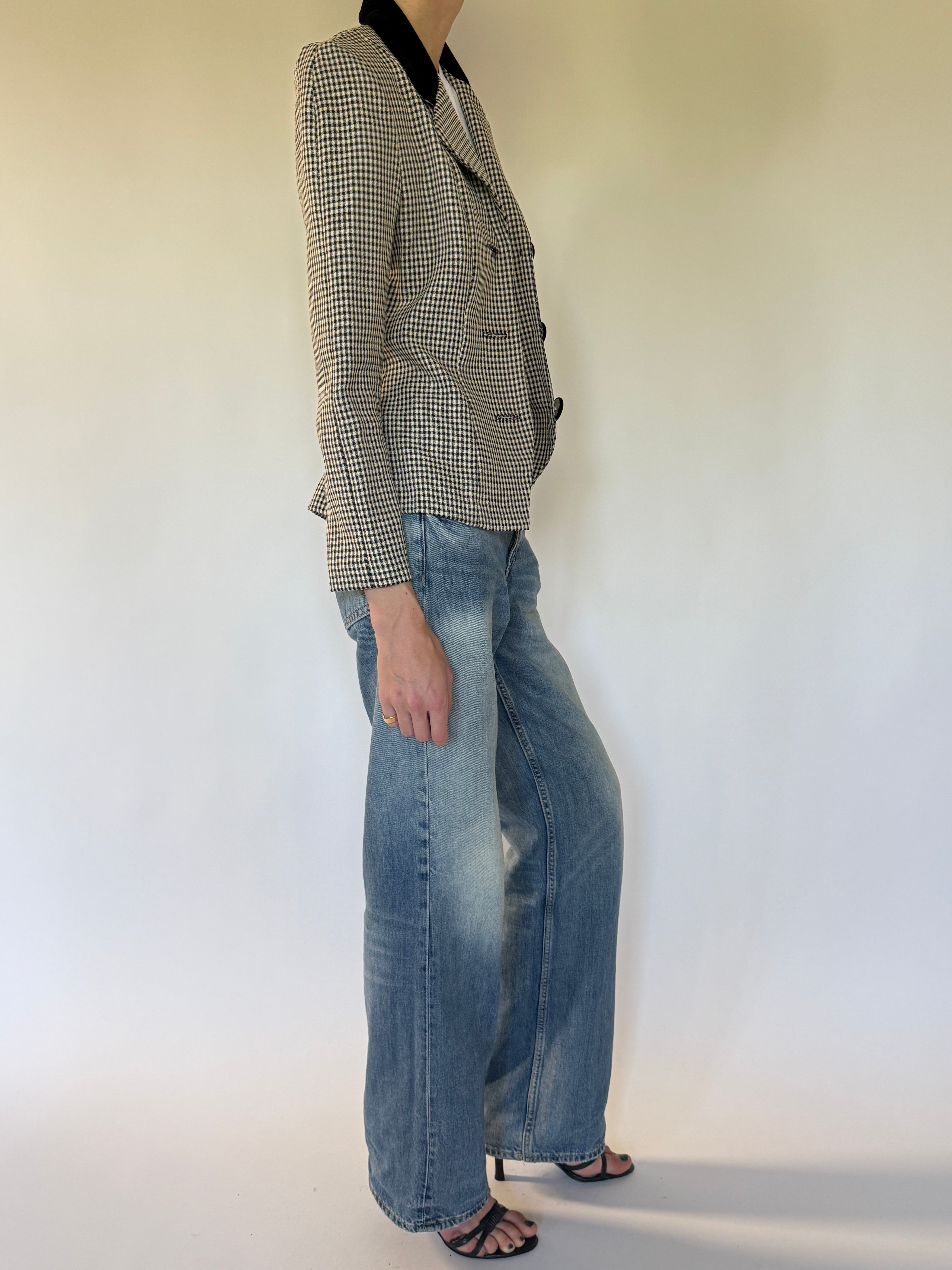 Vintage black gingham jacket side view