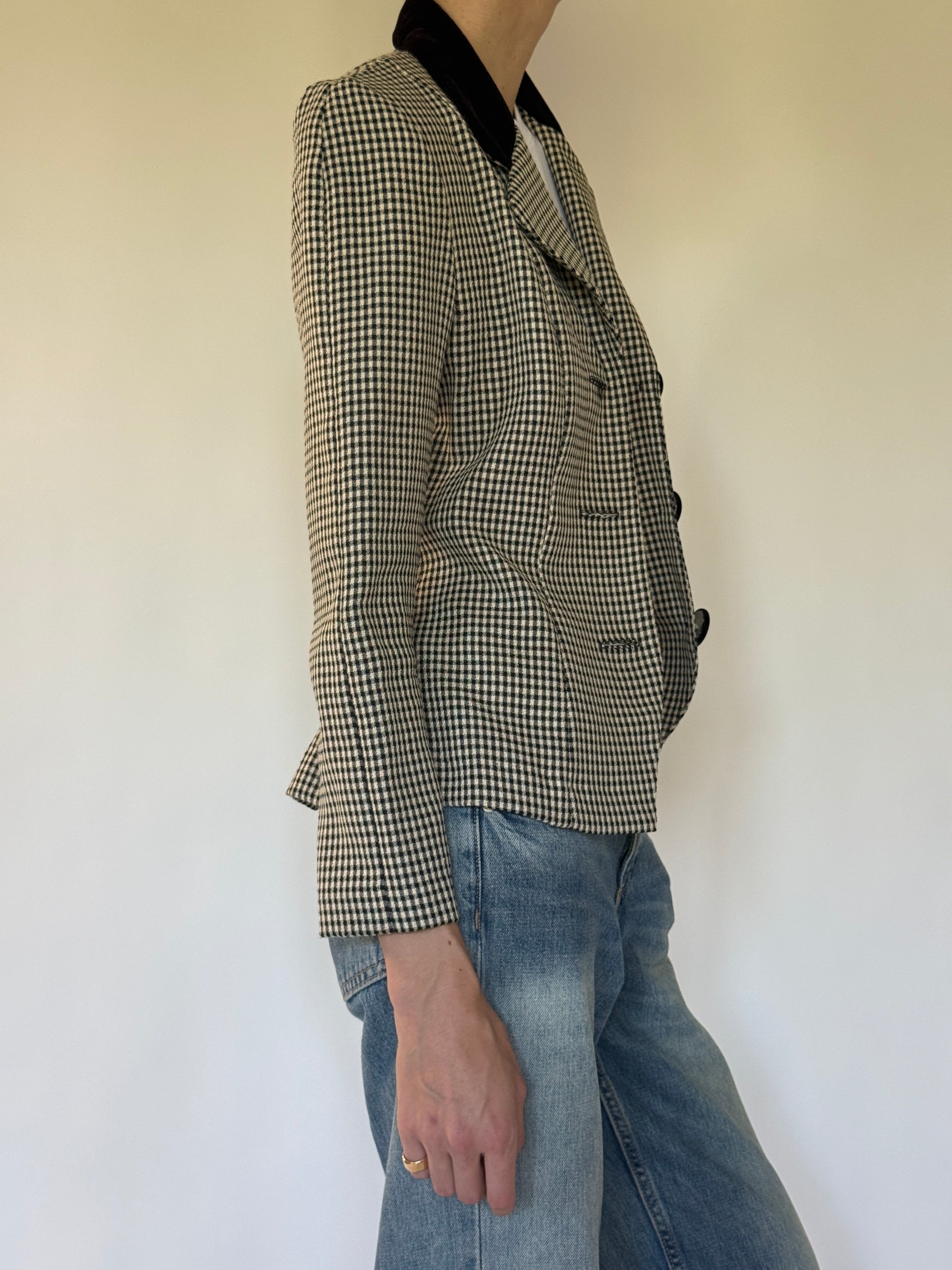 Vintage black gingham jacket side view