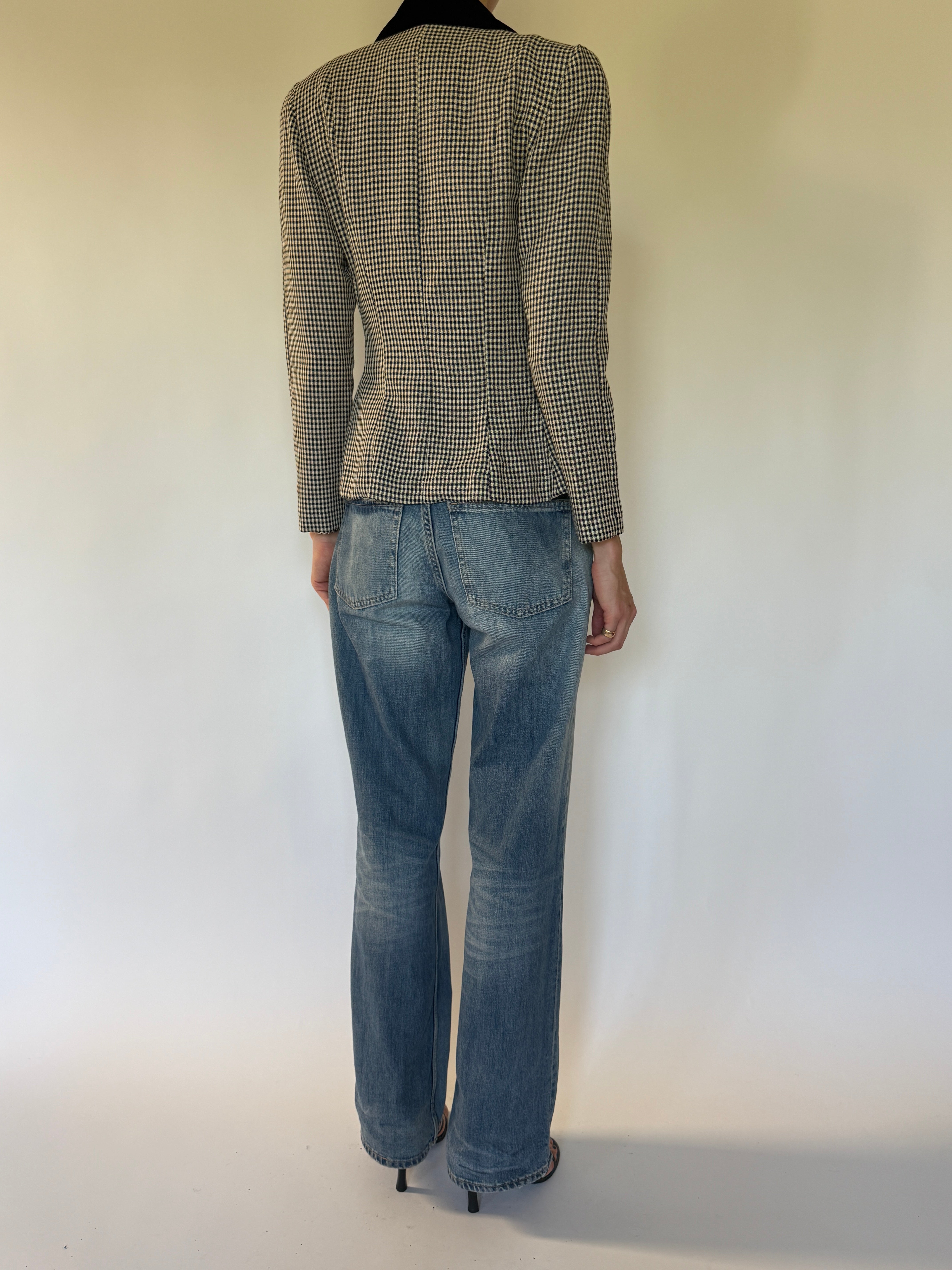 Vintage black gingham jacket back view