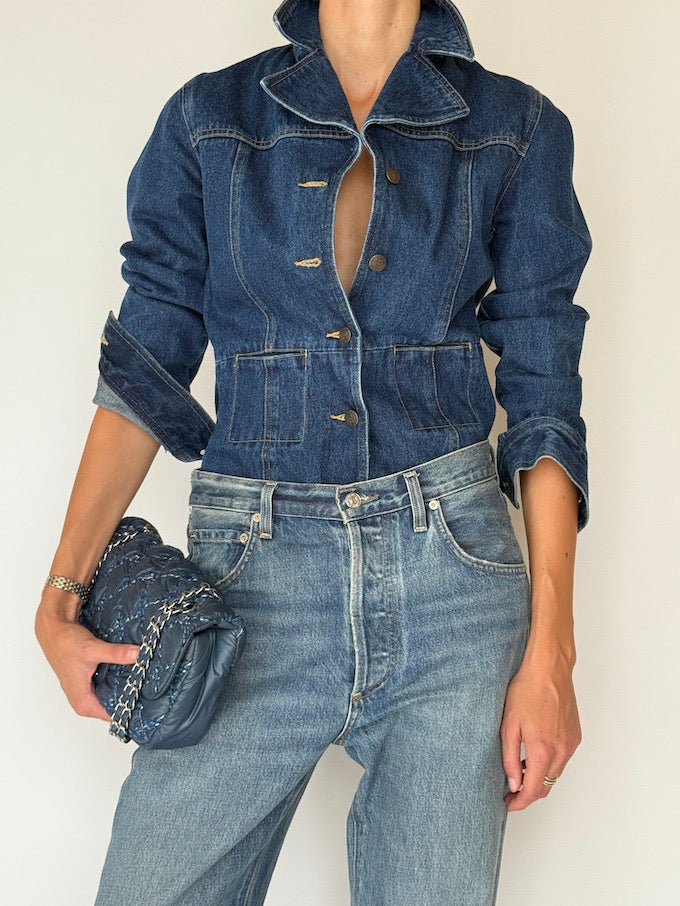 Vintage Denim Blazer Jacket 6325