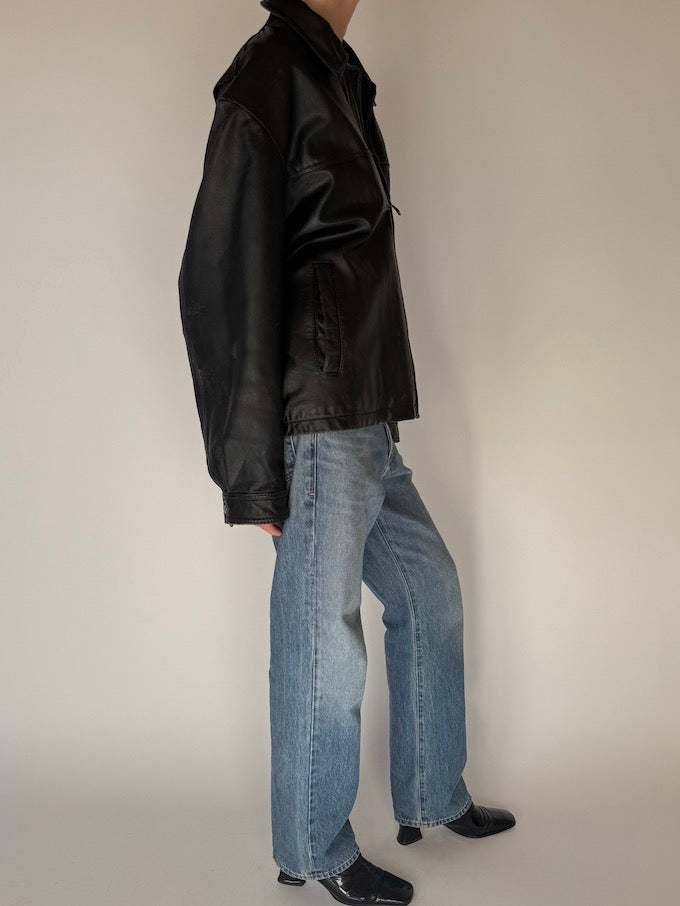 Vintage James Dean Leather Jacket Black 6688