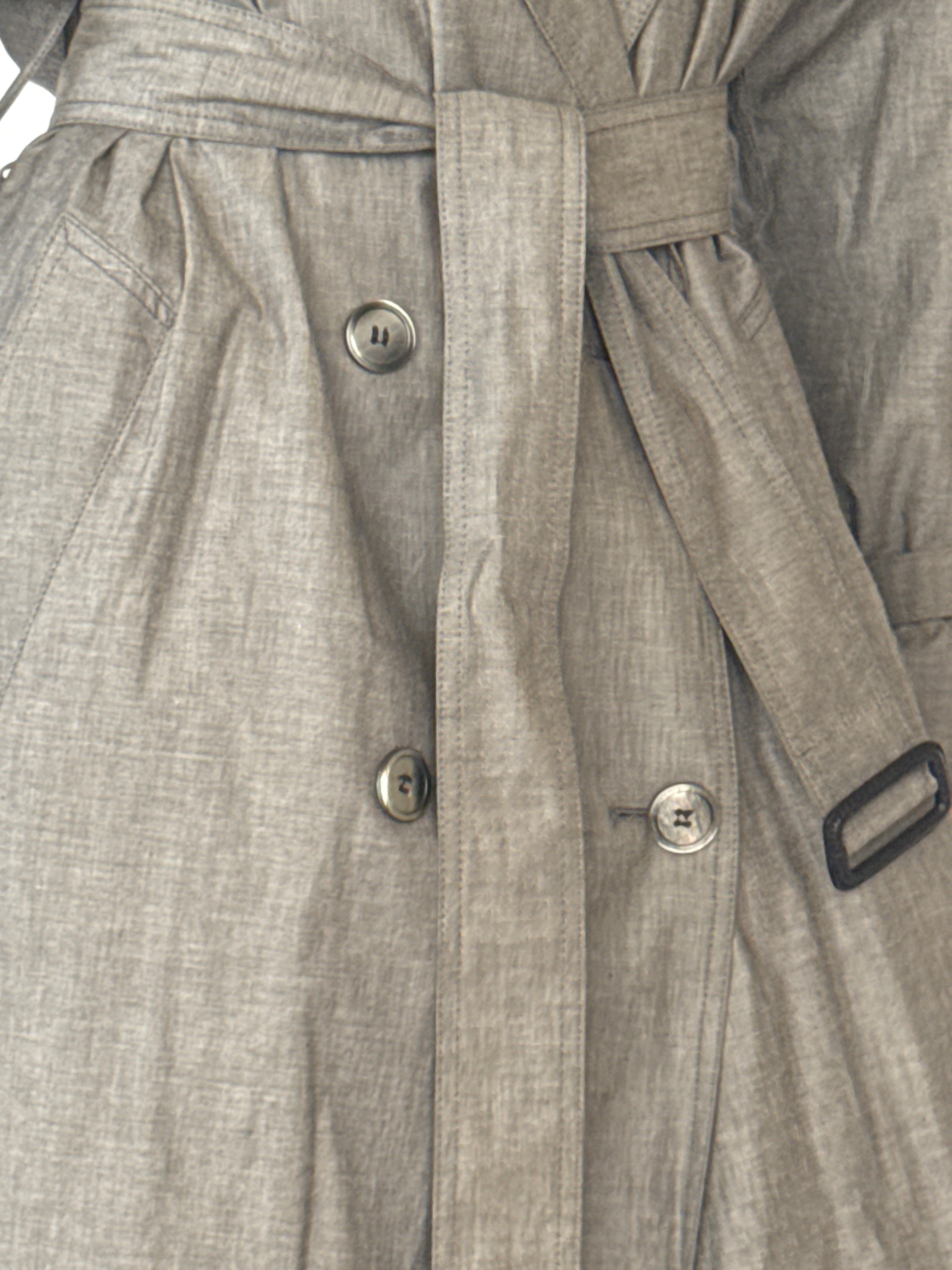 Vintage taupe gray trench coat belt detail