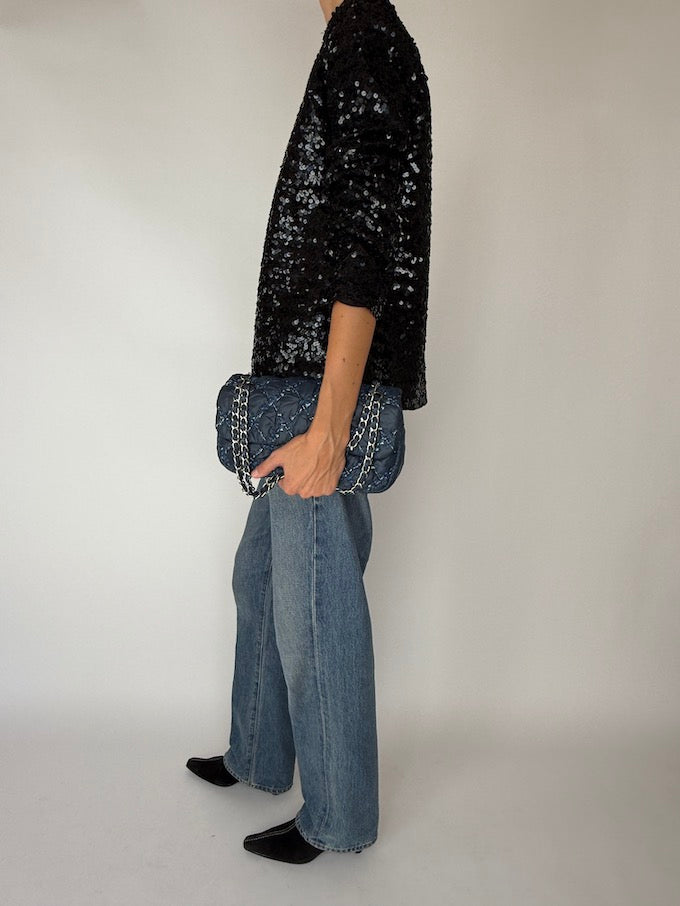 Vintage Sequin Jacket In Black 5841