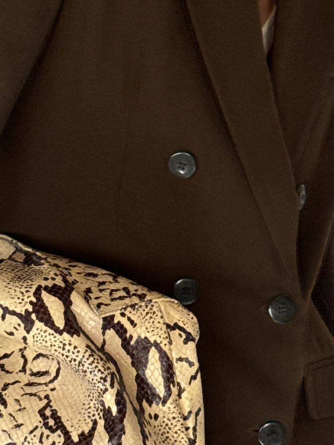 Vintage Double-Breasted Blazer Chocolate Brown