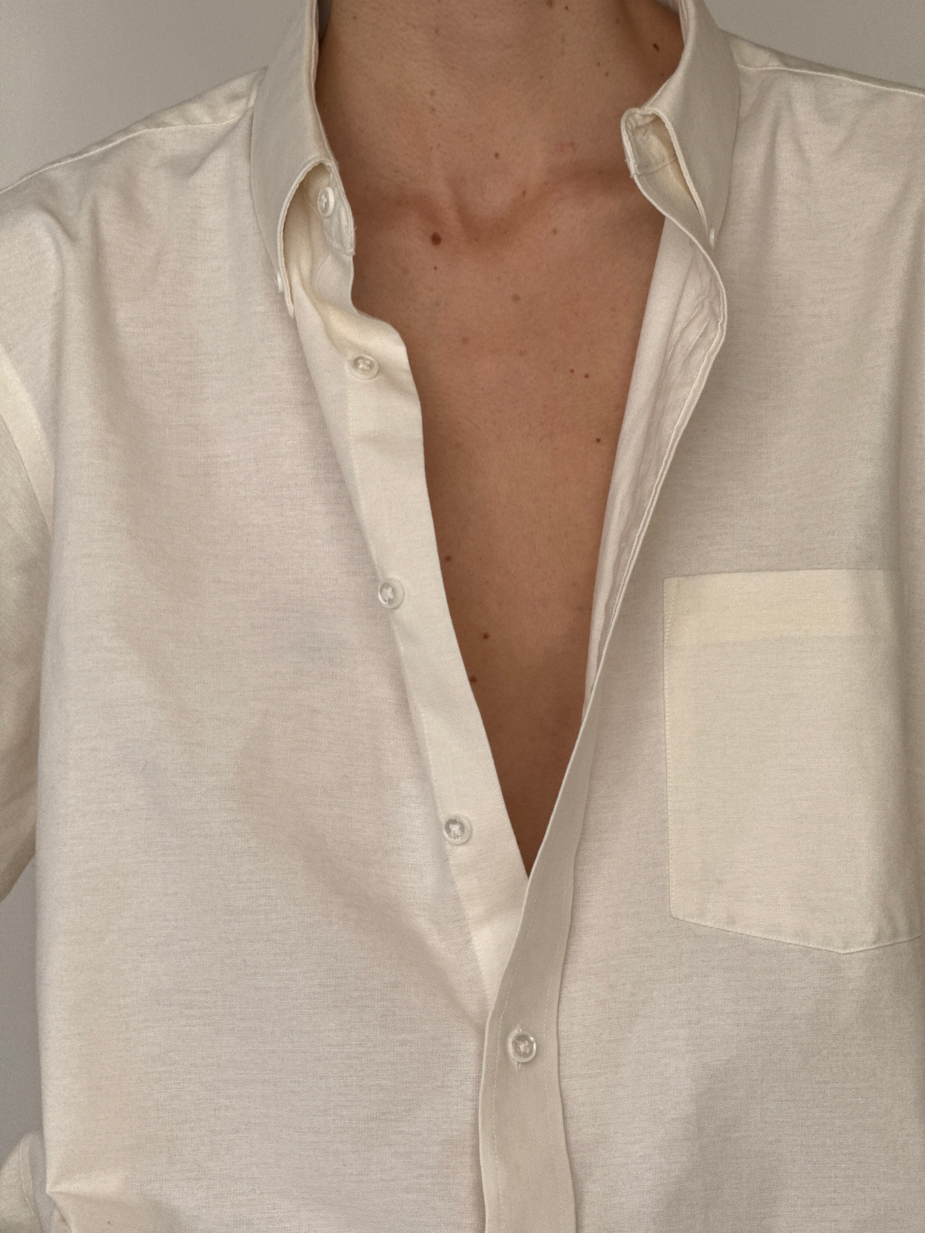 Vintage cream button down shirt button detail