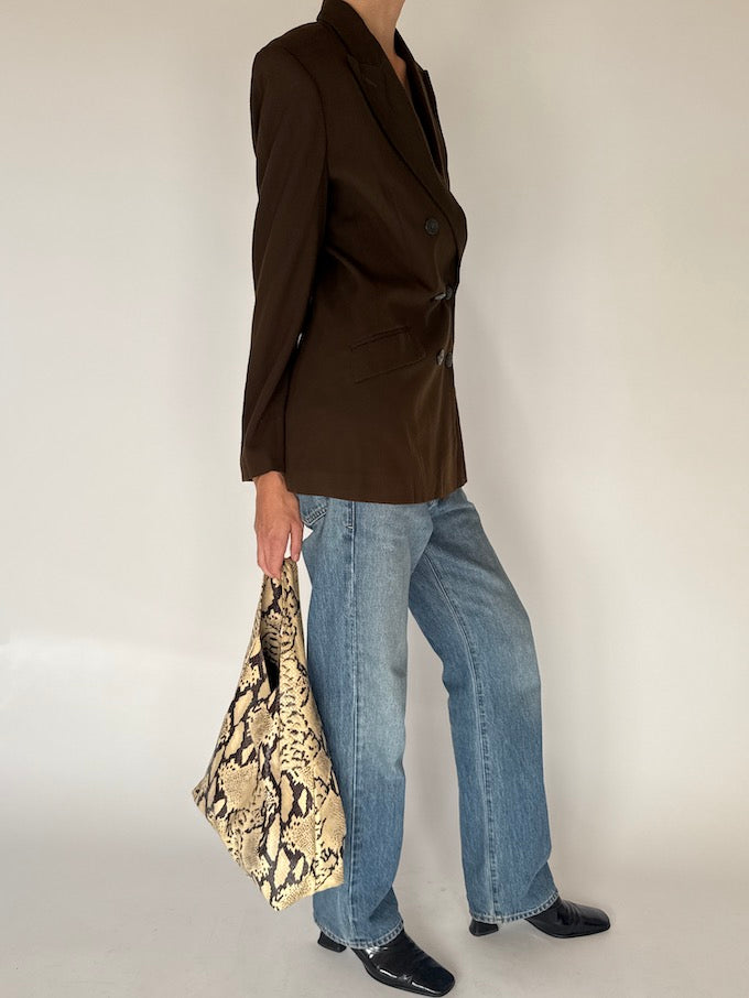 Vintage Double-Breasted Blazer Chocolate Brown