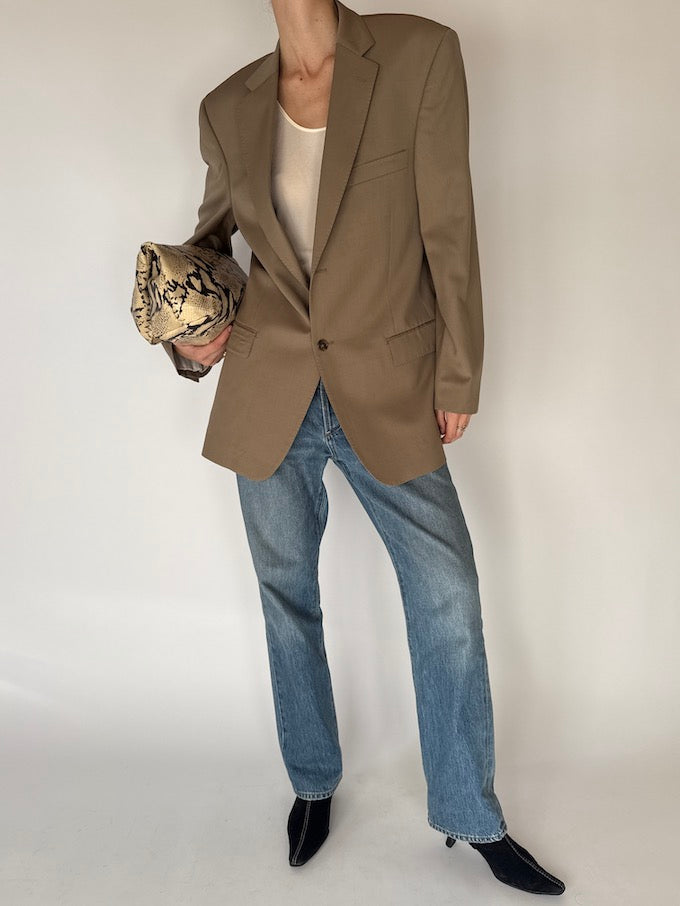 Vintage Oversized Wool Blazer Beige 6690
