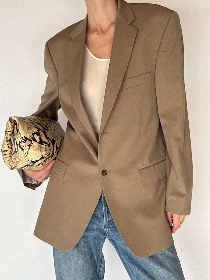 Vintage Oversized Wool Blazer Beige 6690