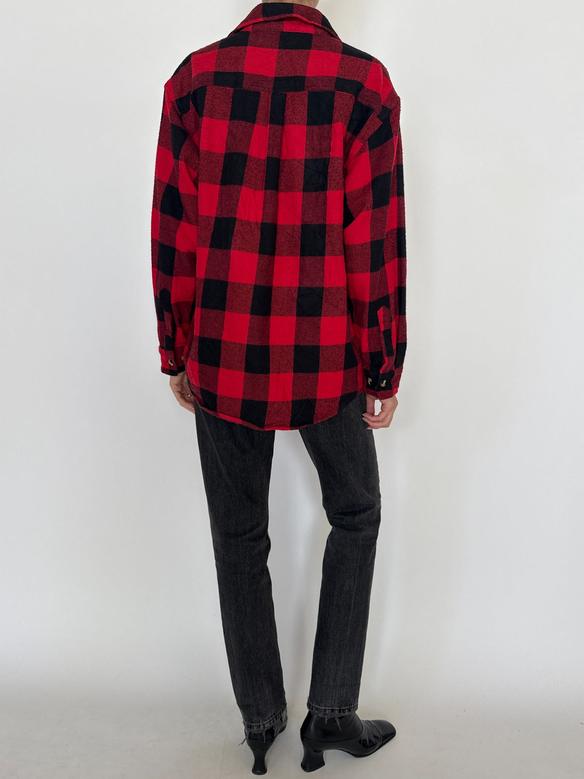 Vintage red and black buffalo plaid flannel shirt