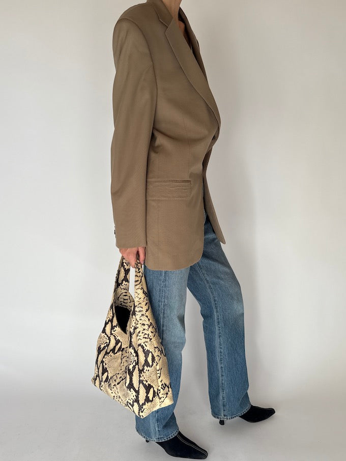 Vintage Oversized Wool Blazer Beige 6690