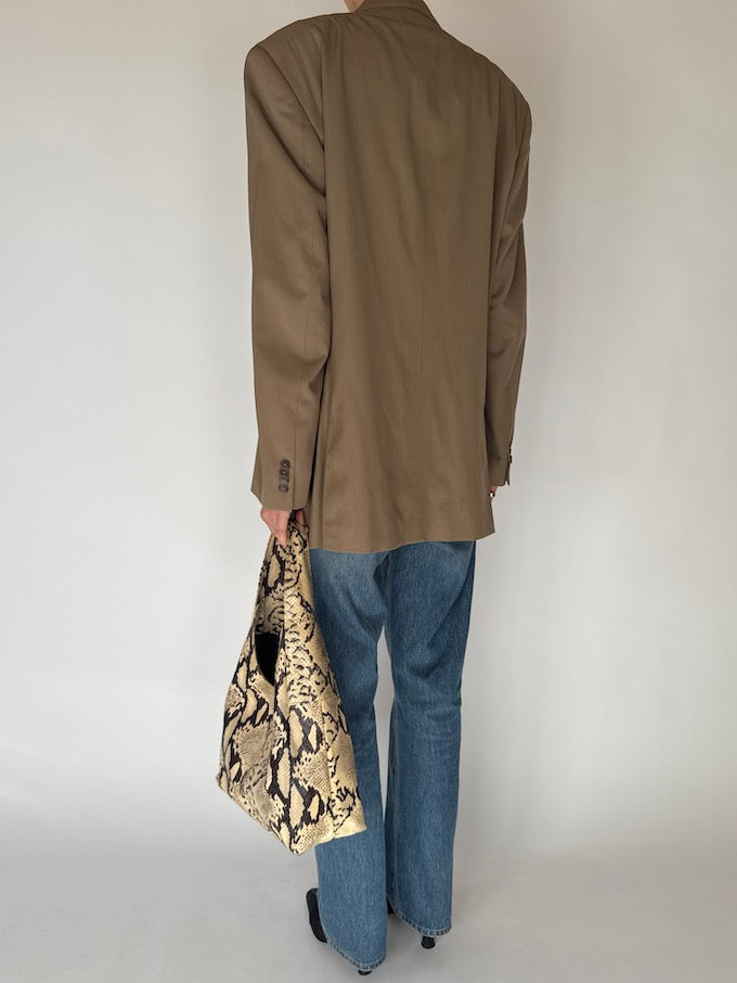 Vintage Oversized Wool Blazer Beige 6690