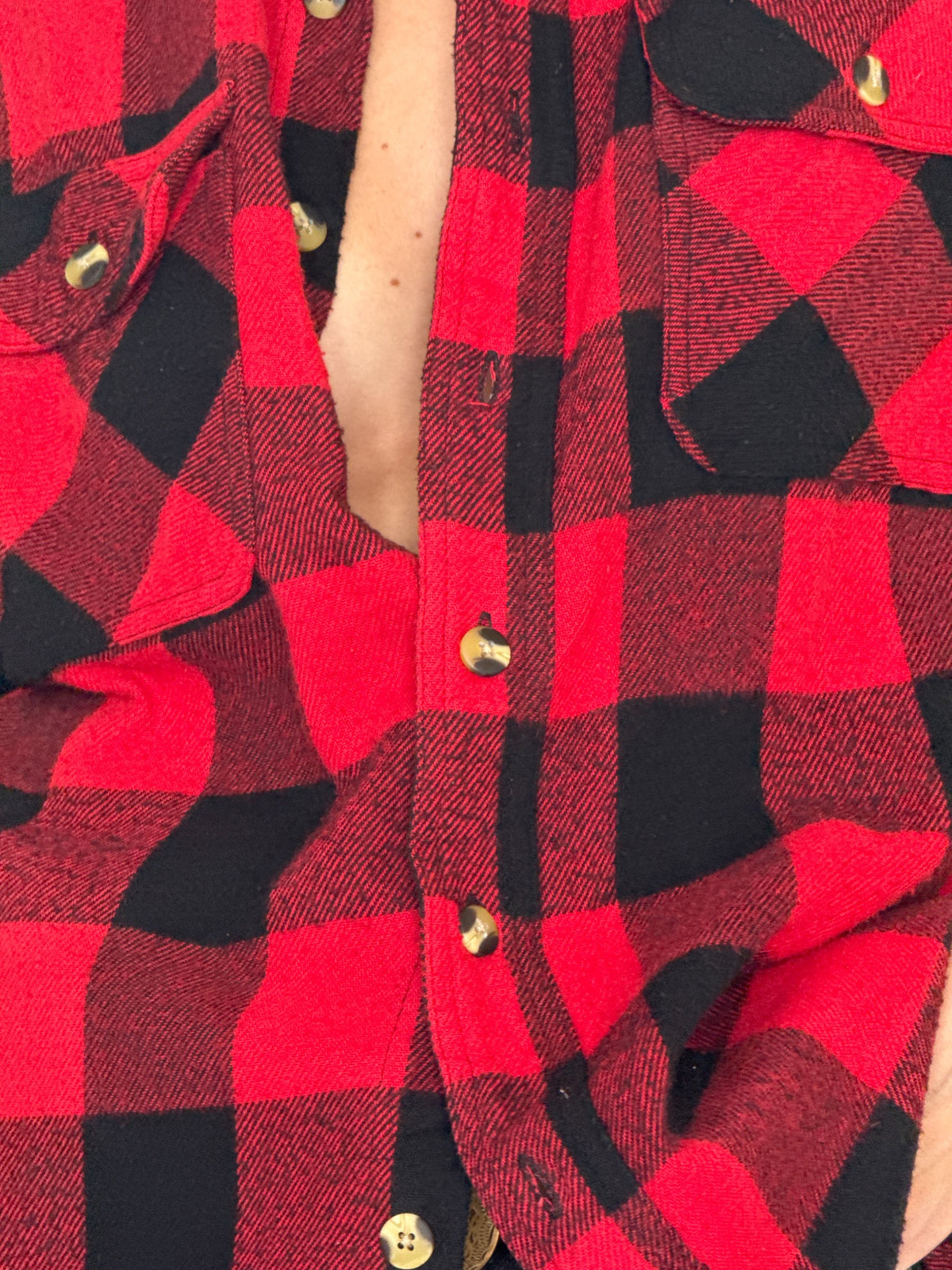 Vintage red and black buffalo plaid flannel shirt