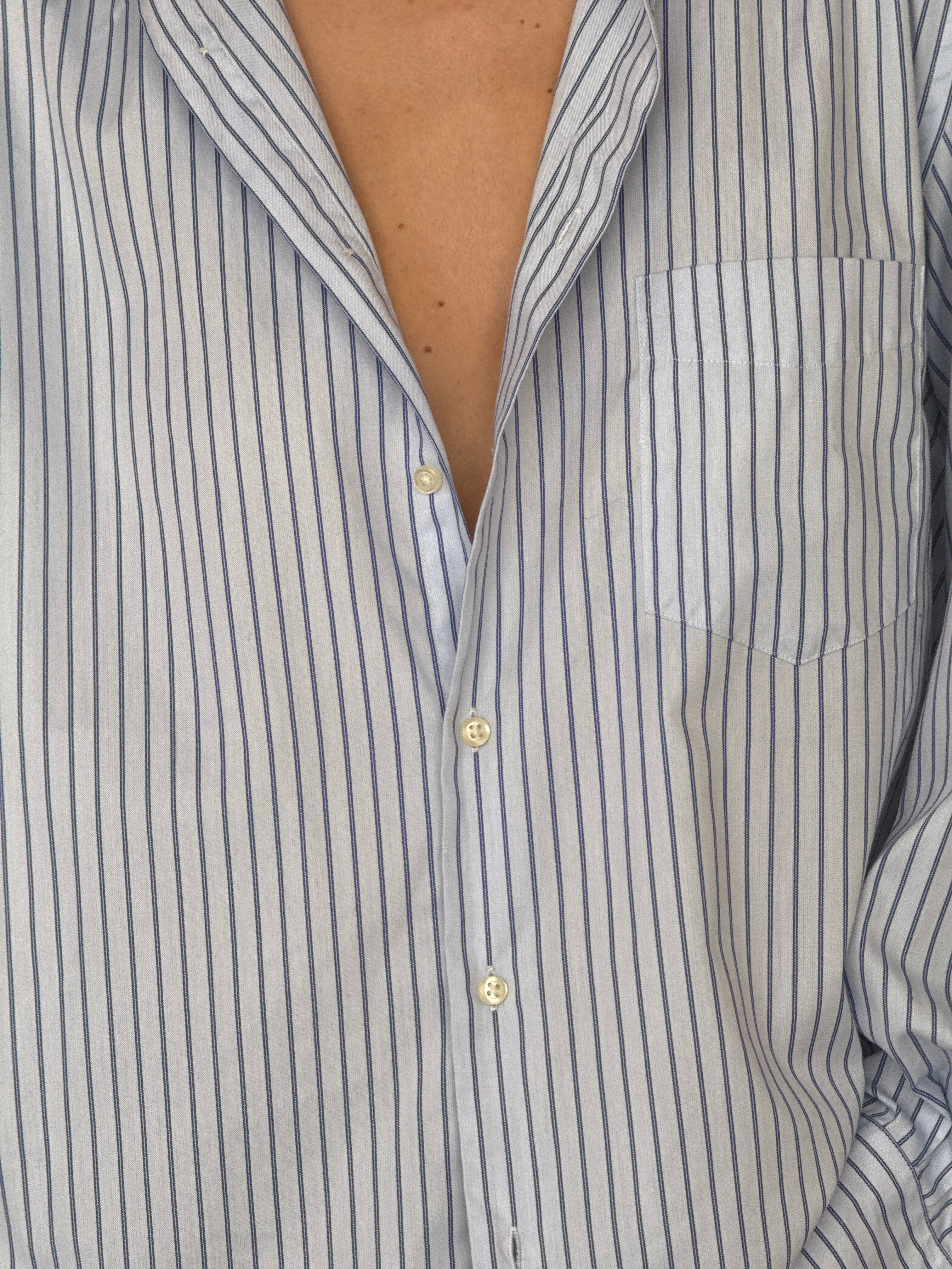 Vintage blue striped oversized button up shirt stripe detail
