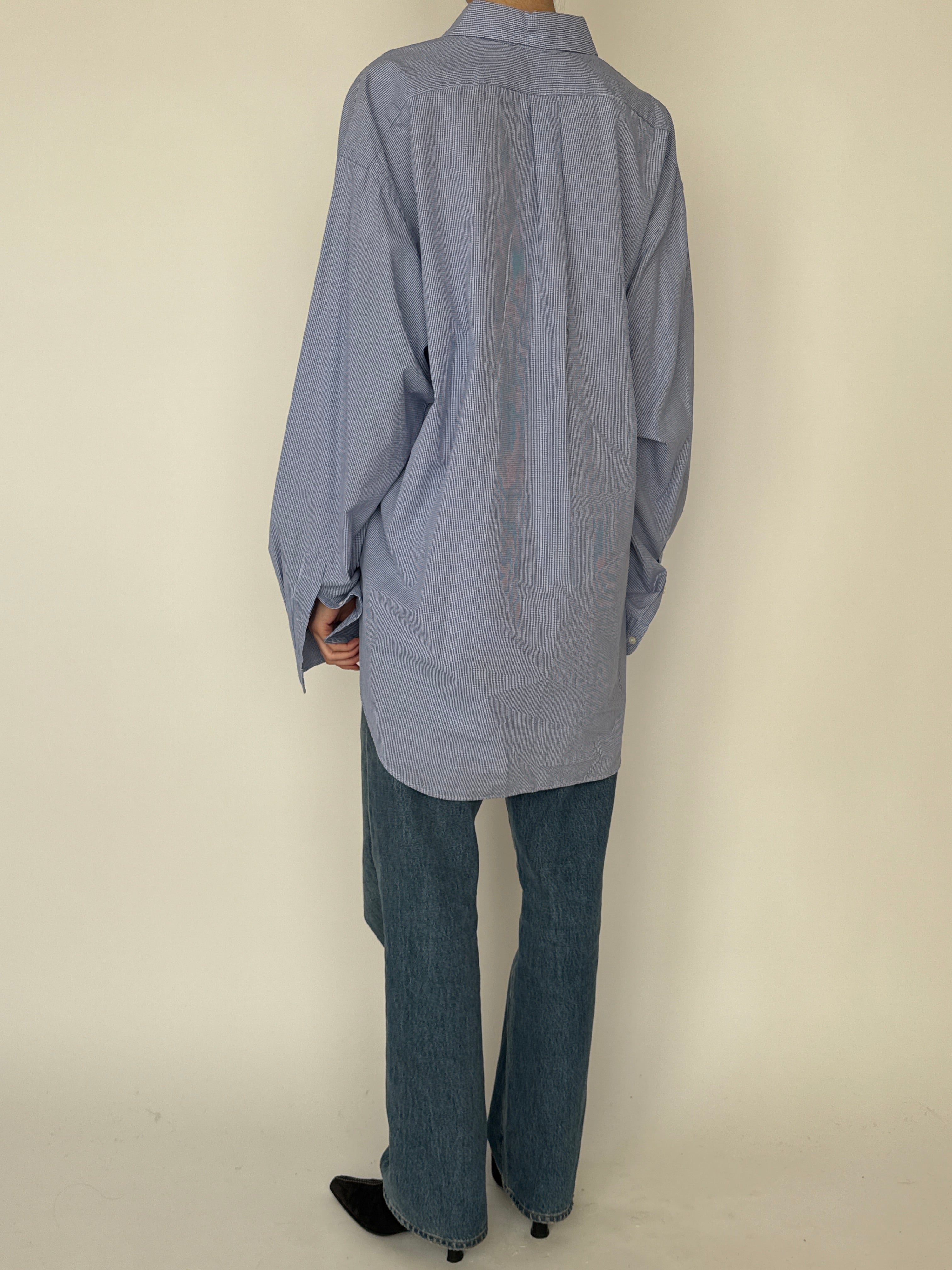 Vintage Ralph Lauren blue gingham button-down shirt back view back view