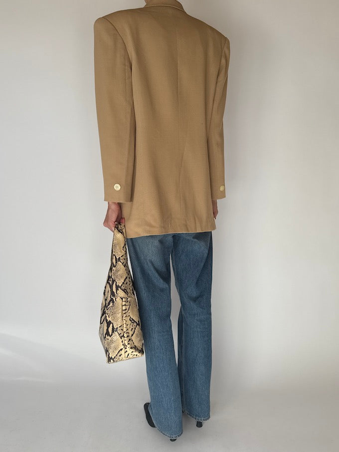 Vintage Camel Wool Double-Breasted Blazer 6692