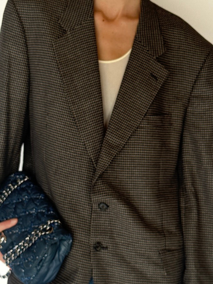 Vintage Houndstooth Wool Blazer 6693