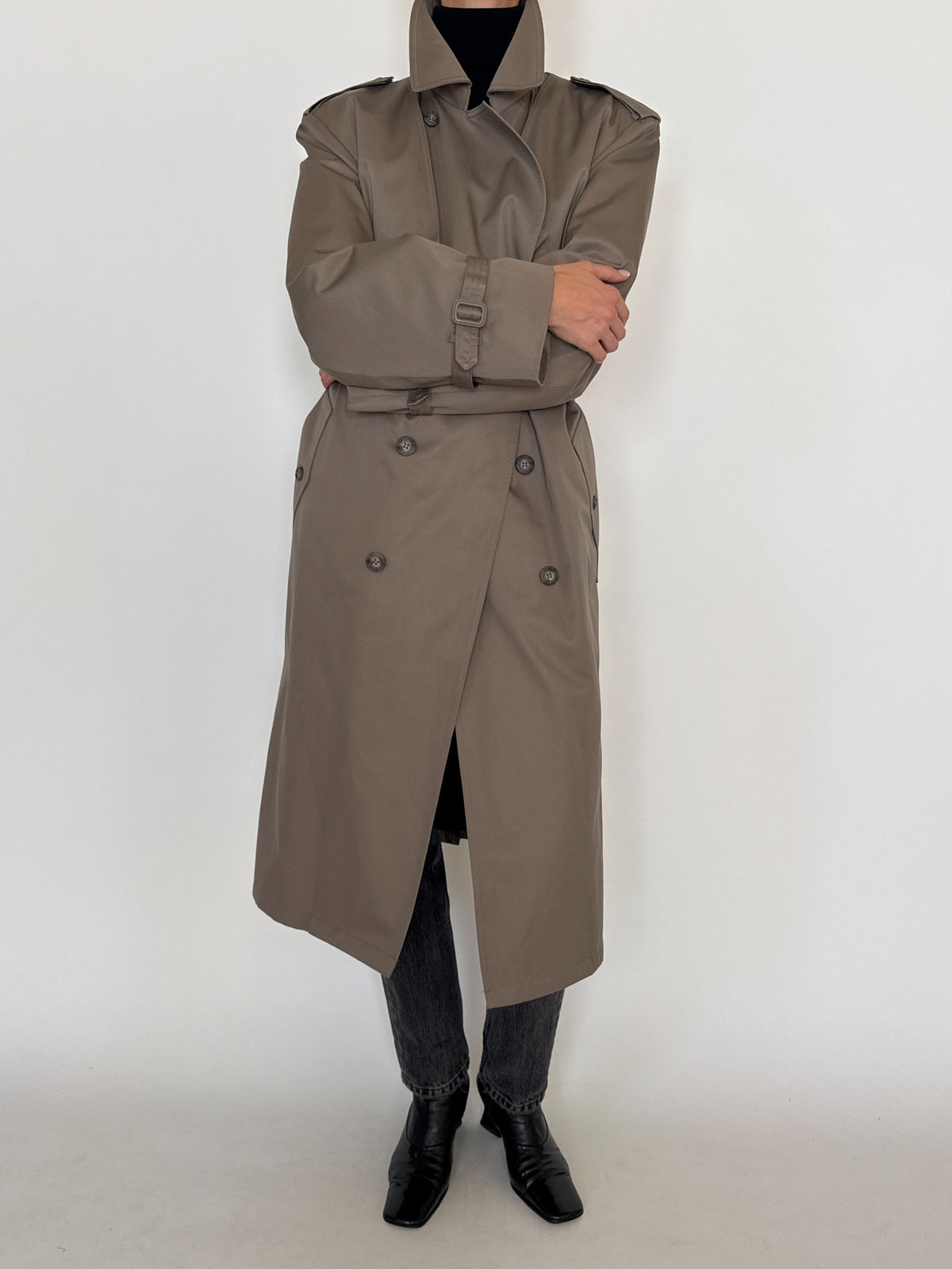 Vintage classic taupe trench coat SKU 8455