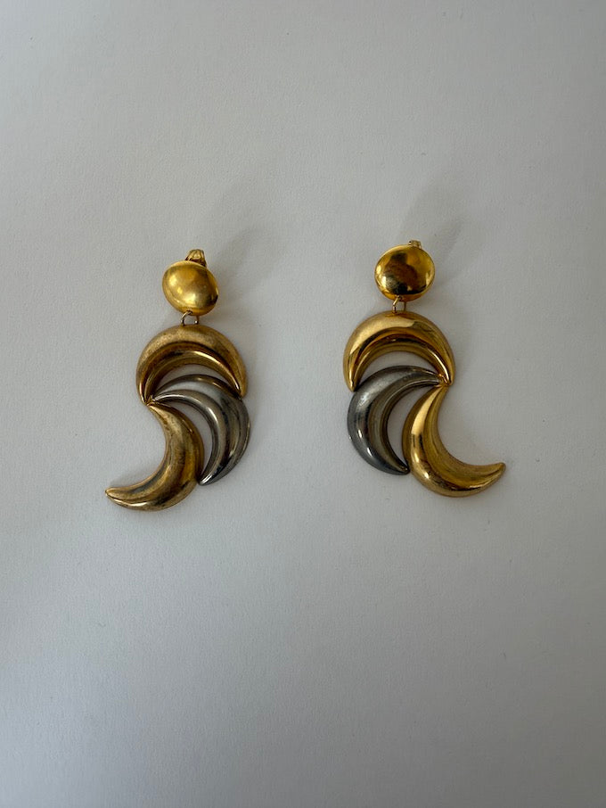 Vintage gold and silver toned dangle earrings