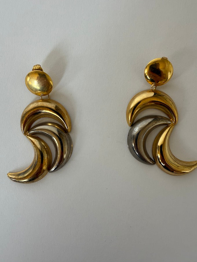 Vintage gold and silver toned dangle earrings