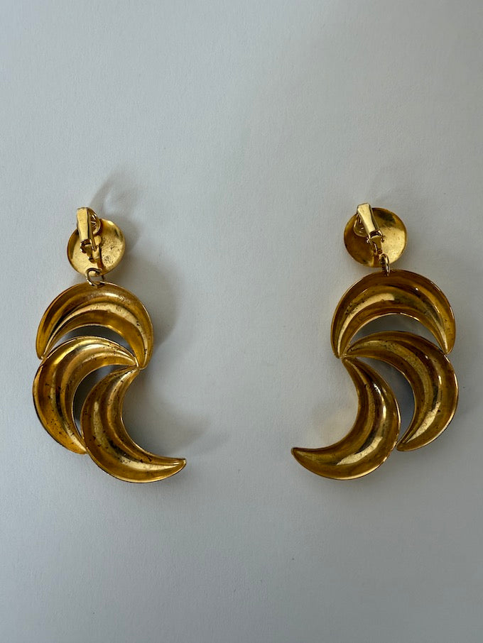 Vintage gold and silver toned dangle earrings