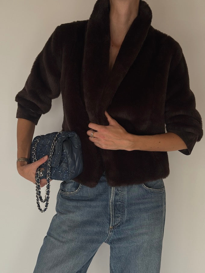 Vintage Faux Fur Jacket Brown 6696