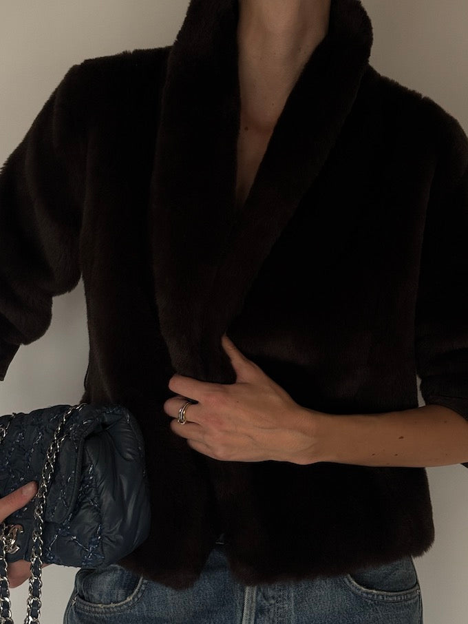 Vintage Faux Fur Jacket Brown 6696