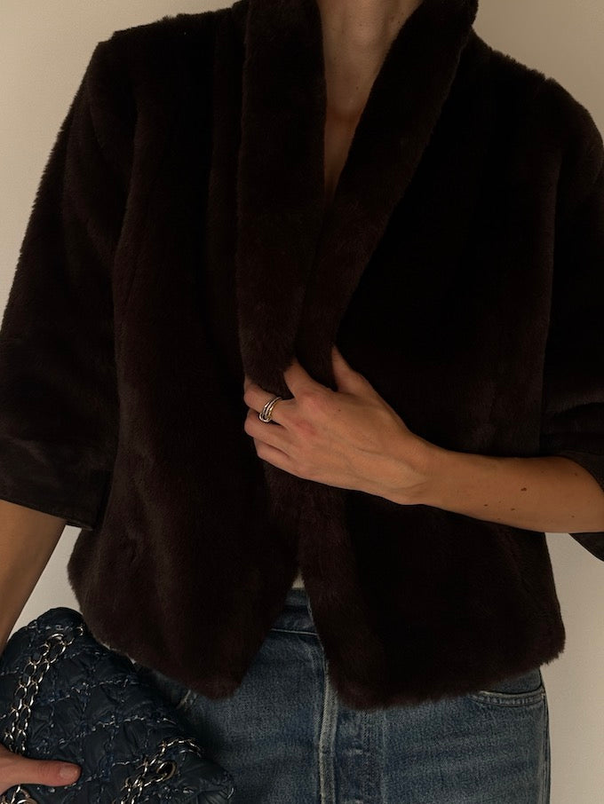 Vintage Faux Fur Jacket Brown 6696