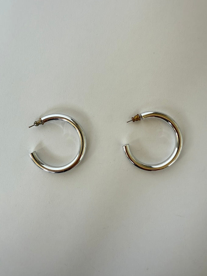 Vintage silver-toned medium hoops