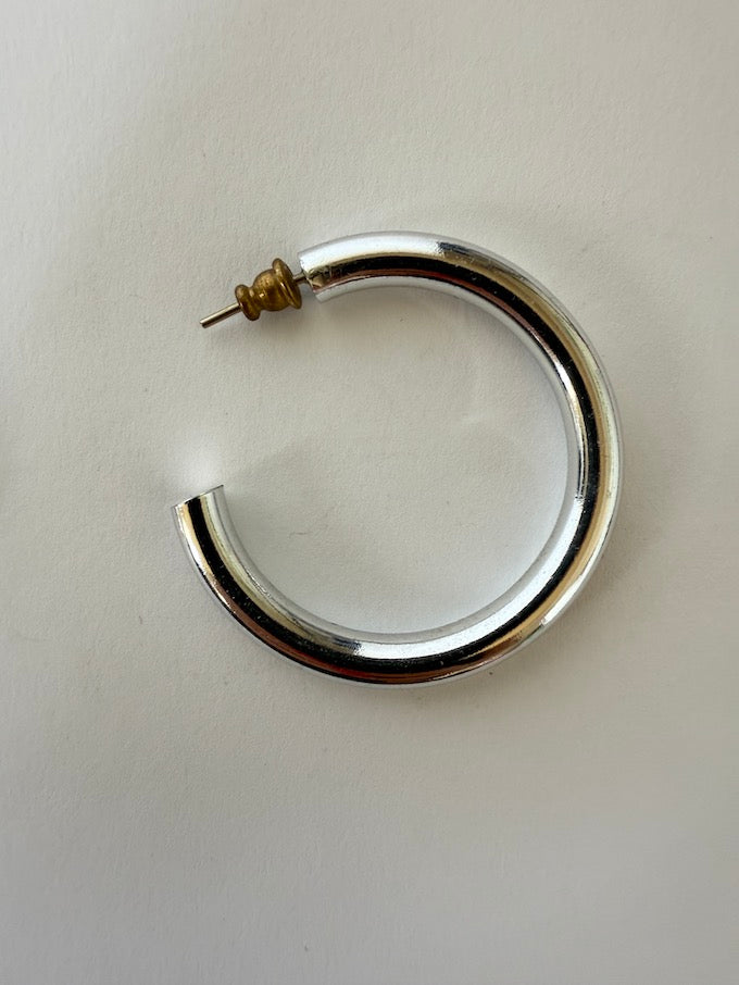 Vintage silver-toned medium hoops