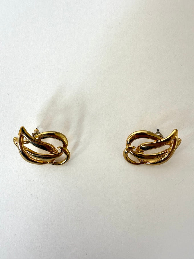 Vintage Gold-Tone Knot Stud Earrings