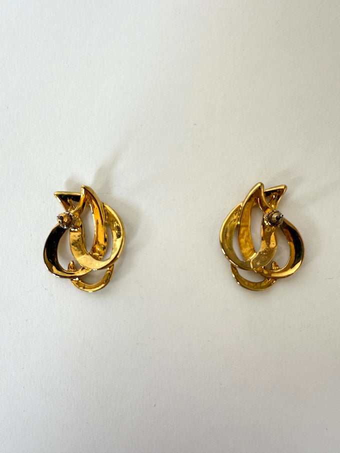 Vintage Gold-Tone Knot Stud Earrings