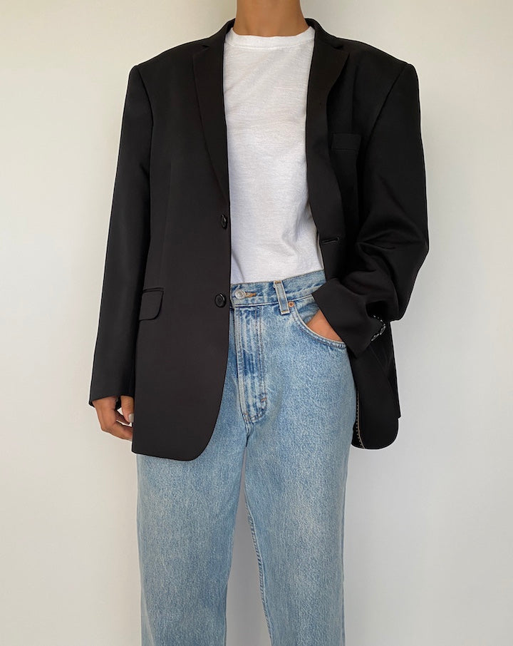 VINTAGE BLACK SINGLE BREASTED BLAZER 2494