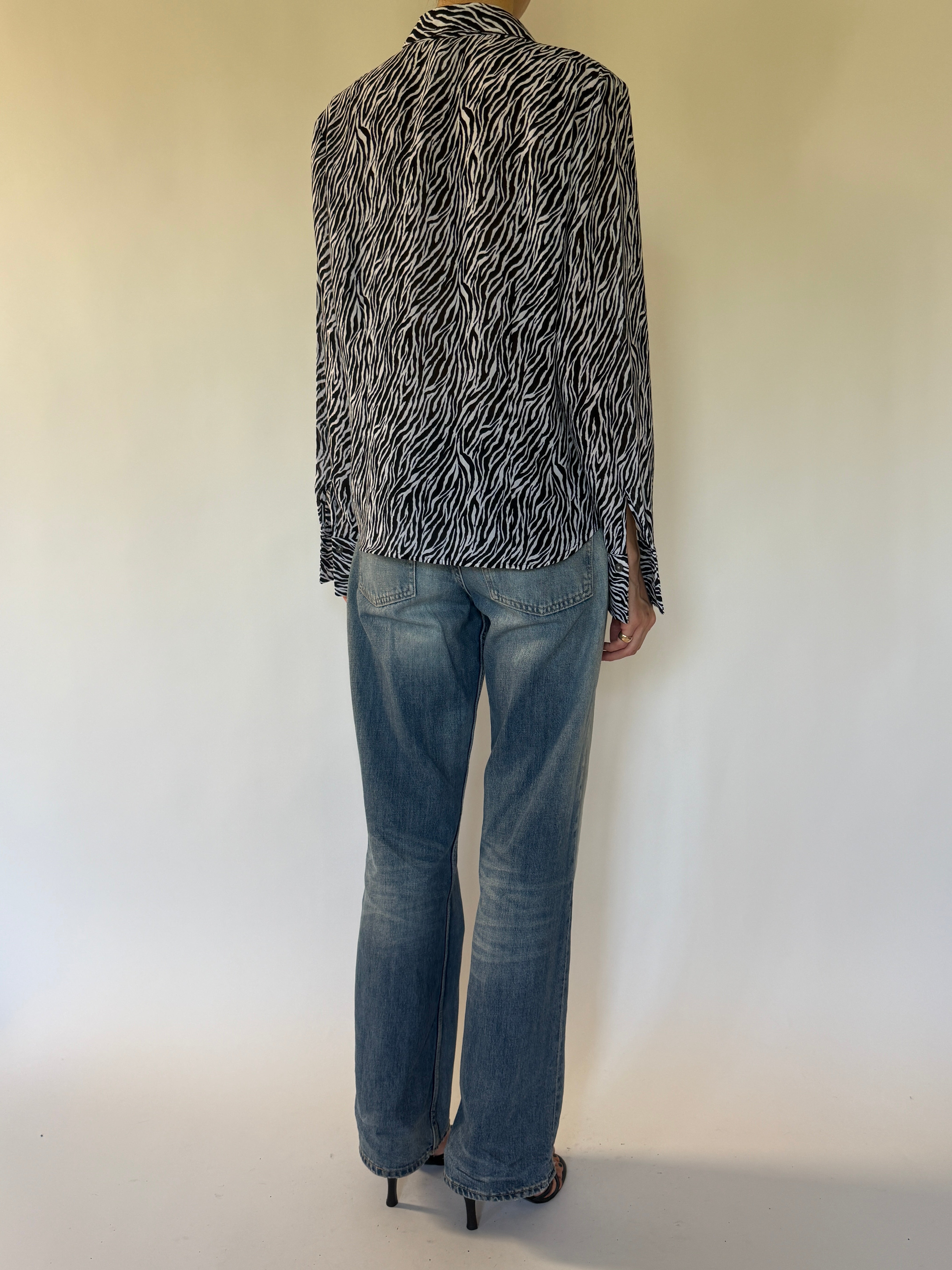 Vintage zebra print shirt back view