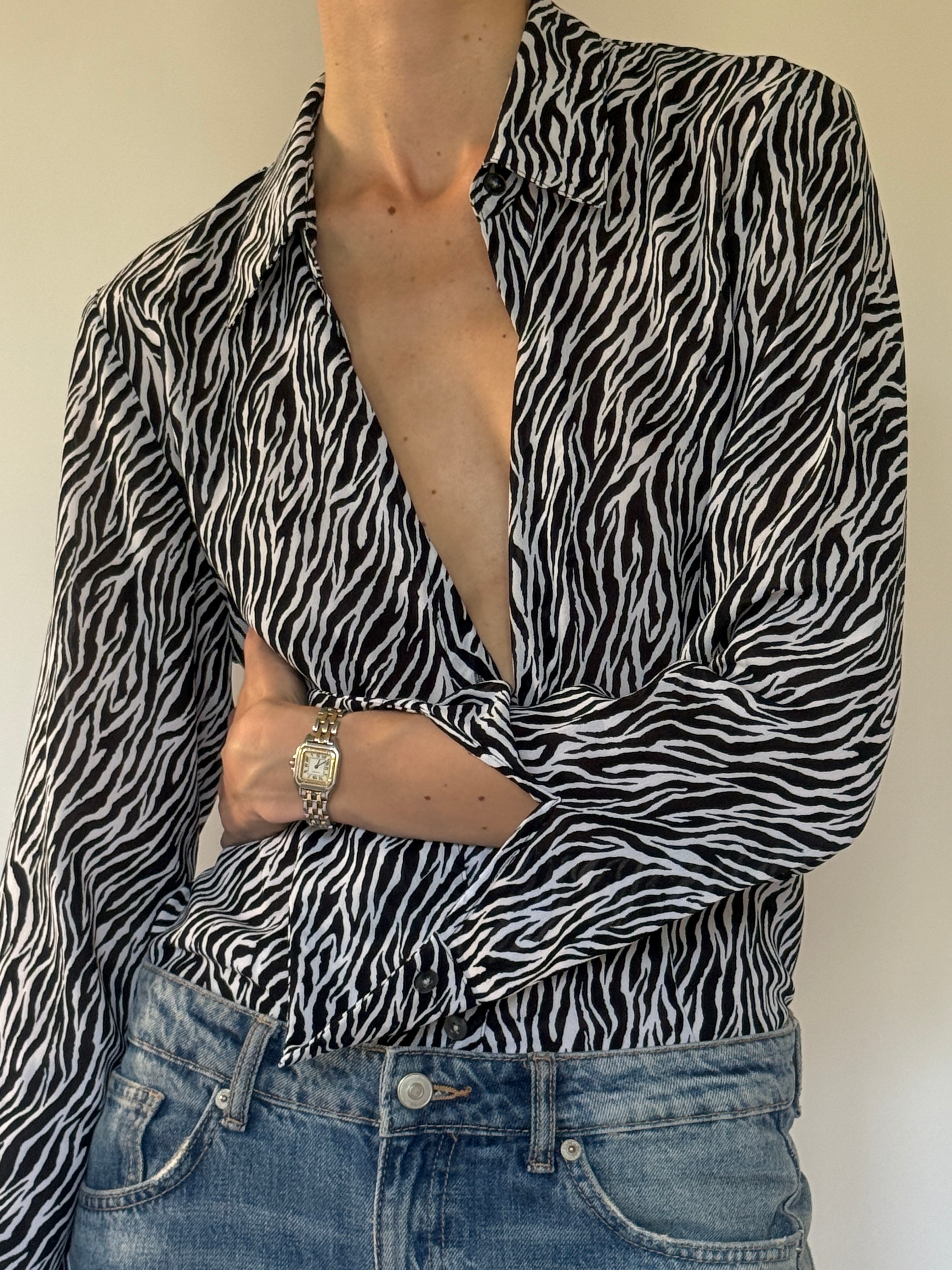 Vintage zebra print shirt front view