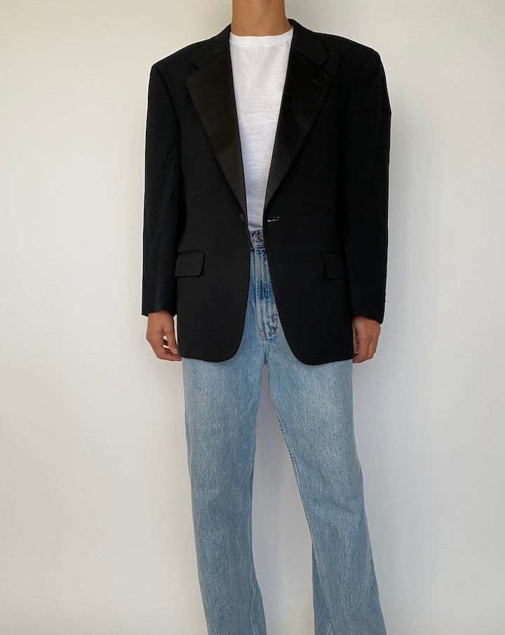 VINTAGE BLACK WOOL BLAZER 2496