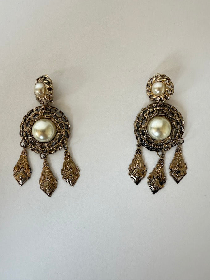 Vintage Baroque Statement Clip-On Earrings