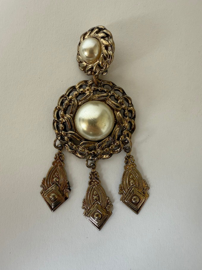 Vintage Baroque Statement Clip-On Earrings