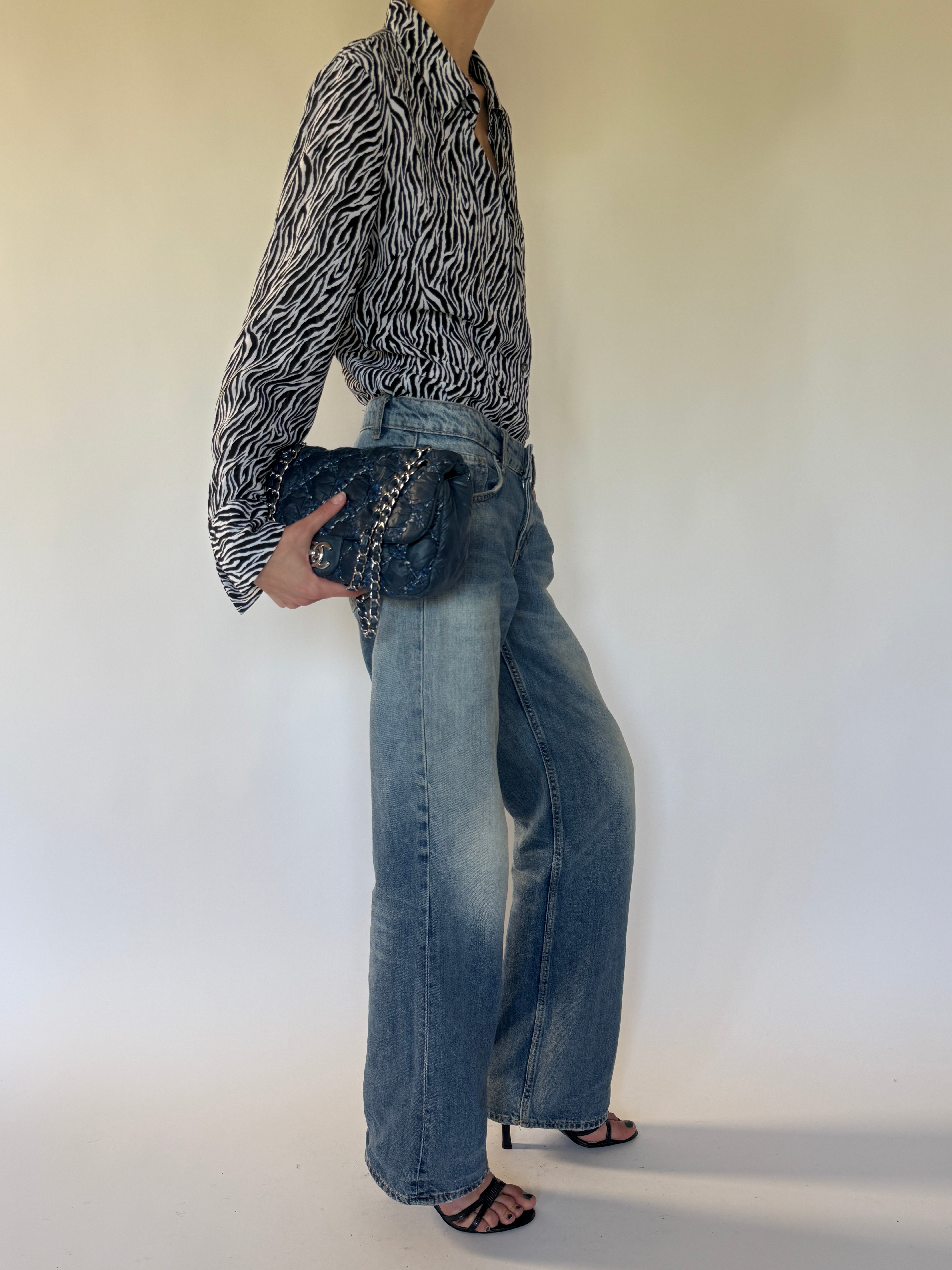 Vintage zebra print shirt side view