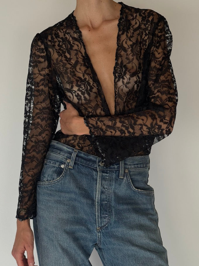 Vintage Lace Sequin Blouse 6698