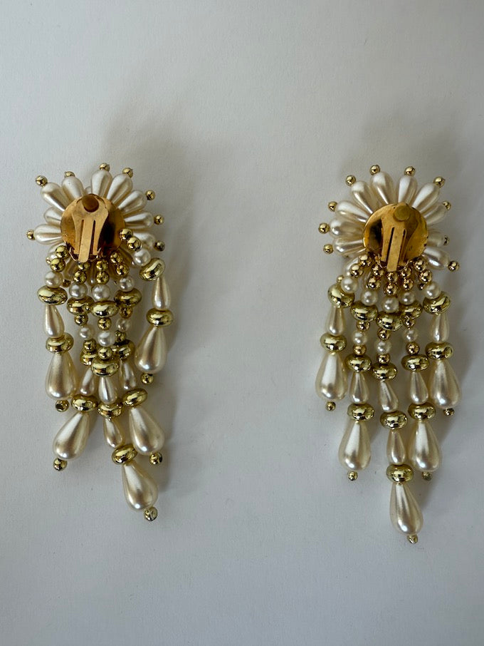 Vintage Cascade Pearl Statement Earrings