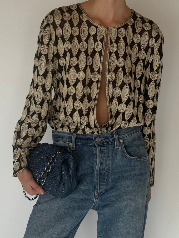 Vintage Embroidered Sheer Cardigan 6300